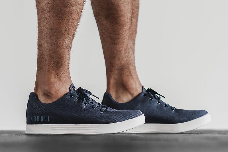 Navy Nobull Ivory Canvas Men's Trainers | CA P1366J